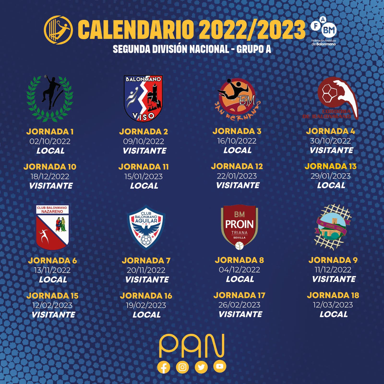 Calendario 2022-2023 - PAN Moguer Senior